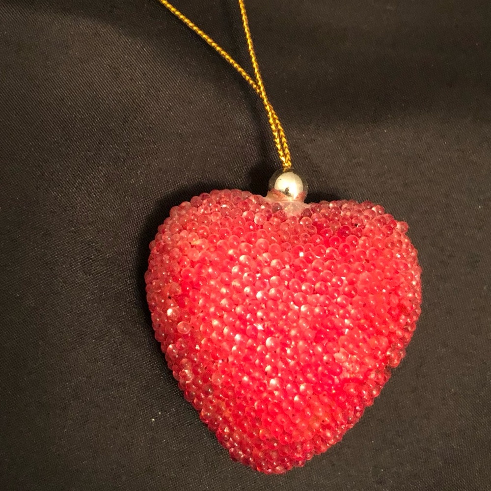Red Heart Glitter Hanging Ornament